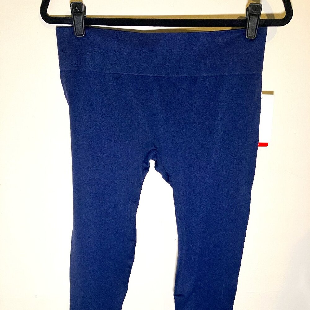 Marika Leggings L Cropped Cut Out Mesh Navy Blue Yoga Workout Active Athleisure